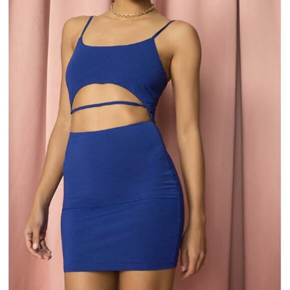 NEW Superdown Womens Arianna Cobalt Blue Cut Out Bodycon Dress XL Boldcore - Picture 1 of 8